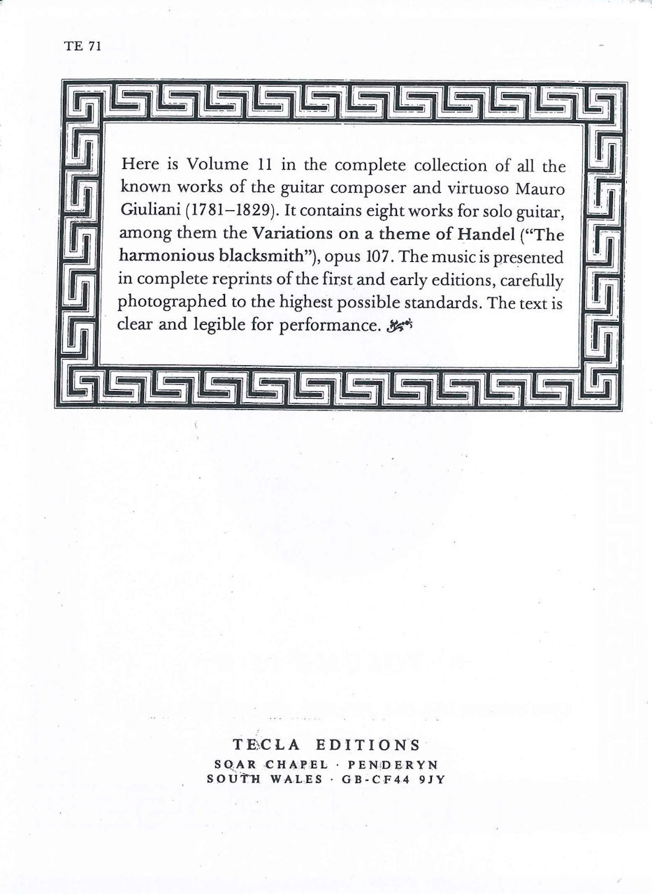 Giuliani, Guitar Solos op. 103 to 110 (Tecla Editions)