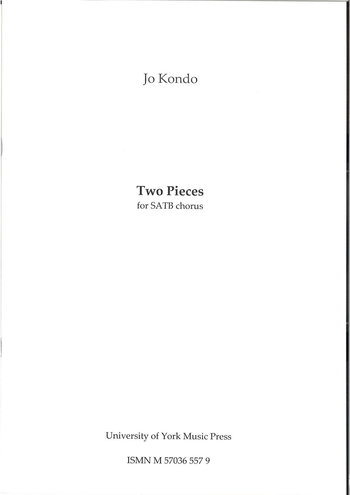 Kondo, 2 Pieces for SATB chorus (York Music Press, University of)
