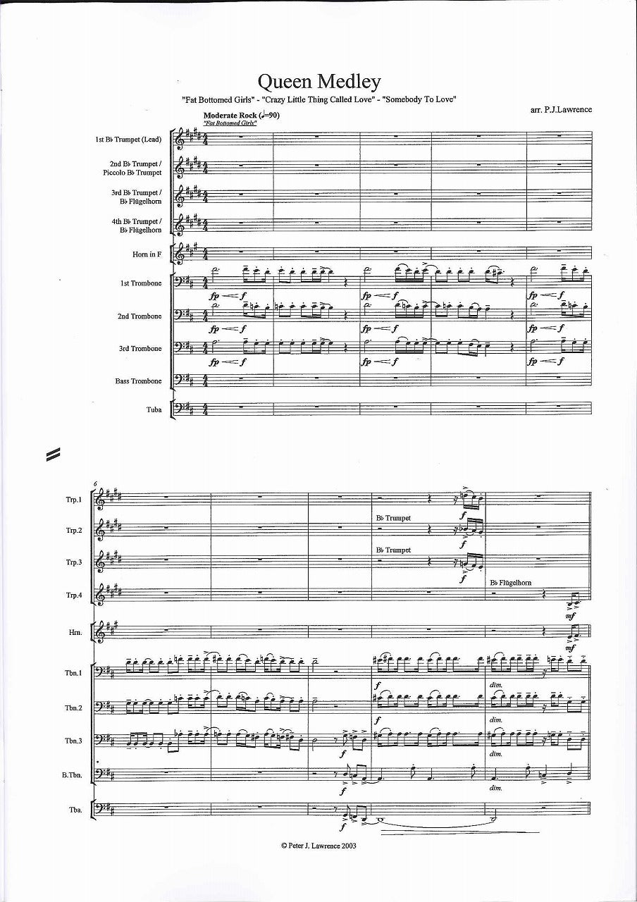 Queen Medley (10-part Brass Ensemble) (Peter Lawrence Edition)
