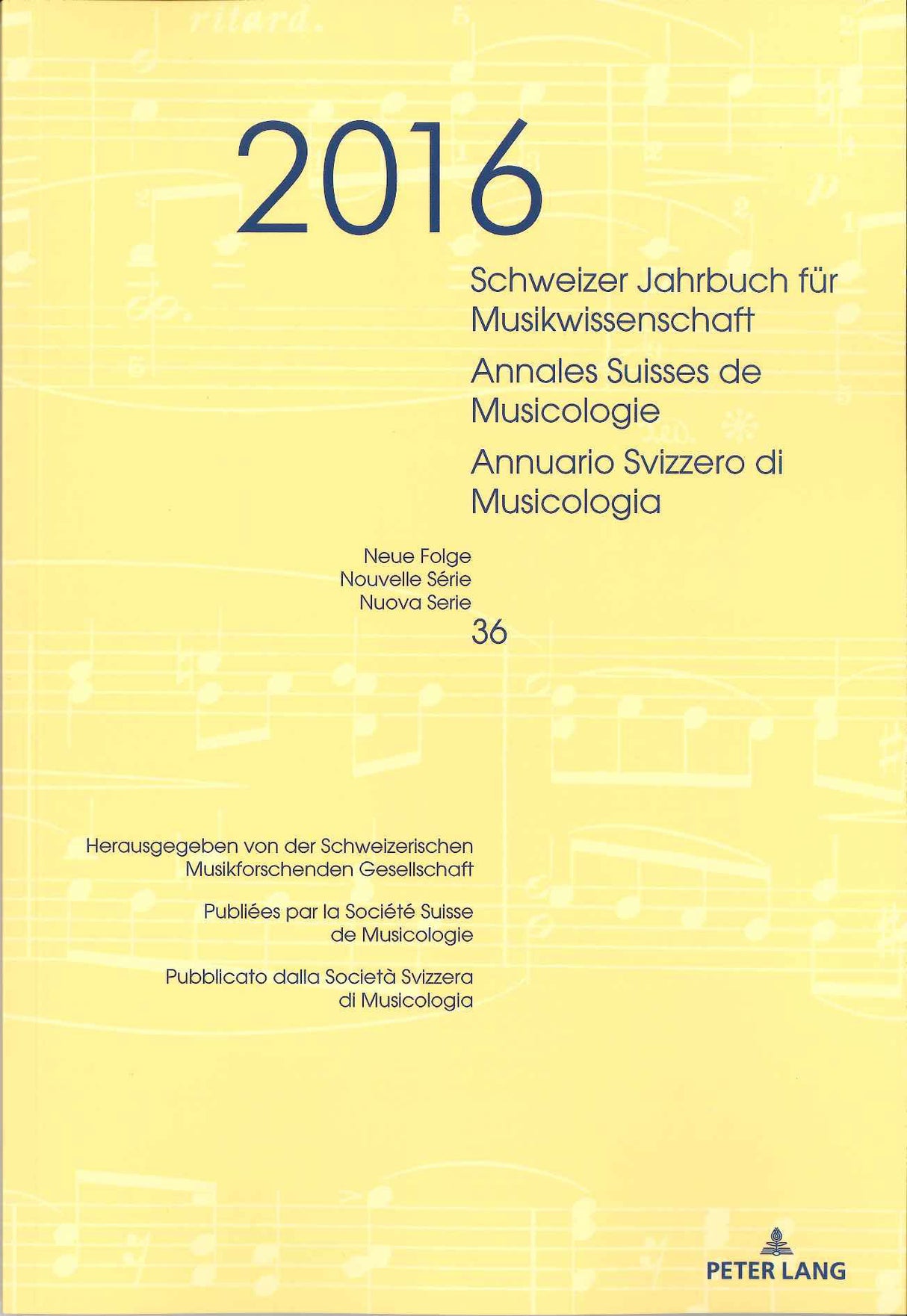 Schweizer Jahrbuch fur musikwiss. 36 (Peter Lang)