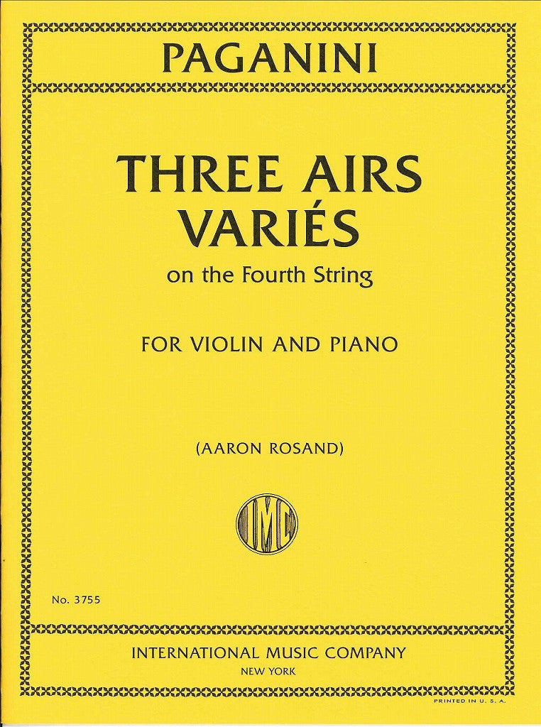 Paganini, 3 Airs varies on the 4th Str. (IMC)