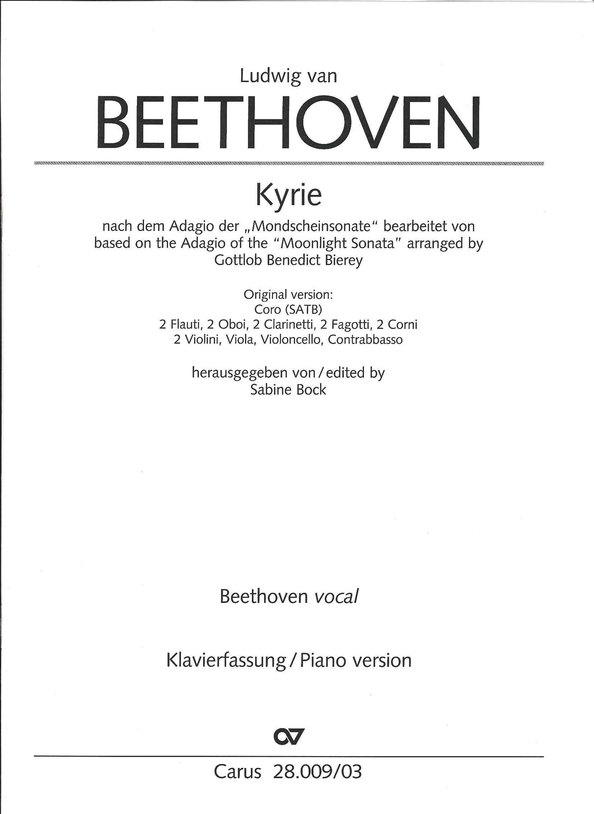 Beethoven, Kyrie-Moonlight c# Voc.Scr (Carus)