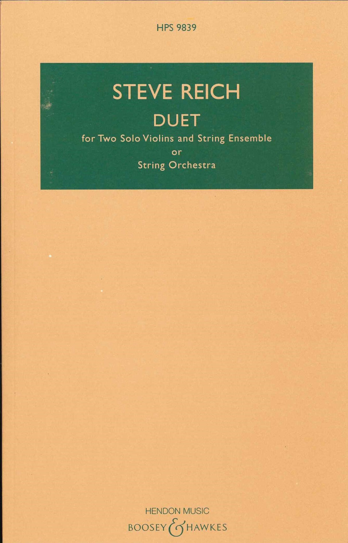 Reich, Duet, for 2 Violins and Strings (Boosey)
