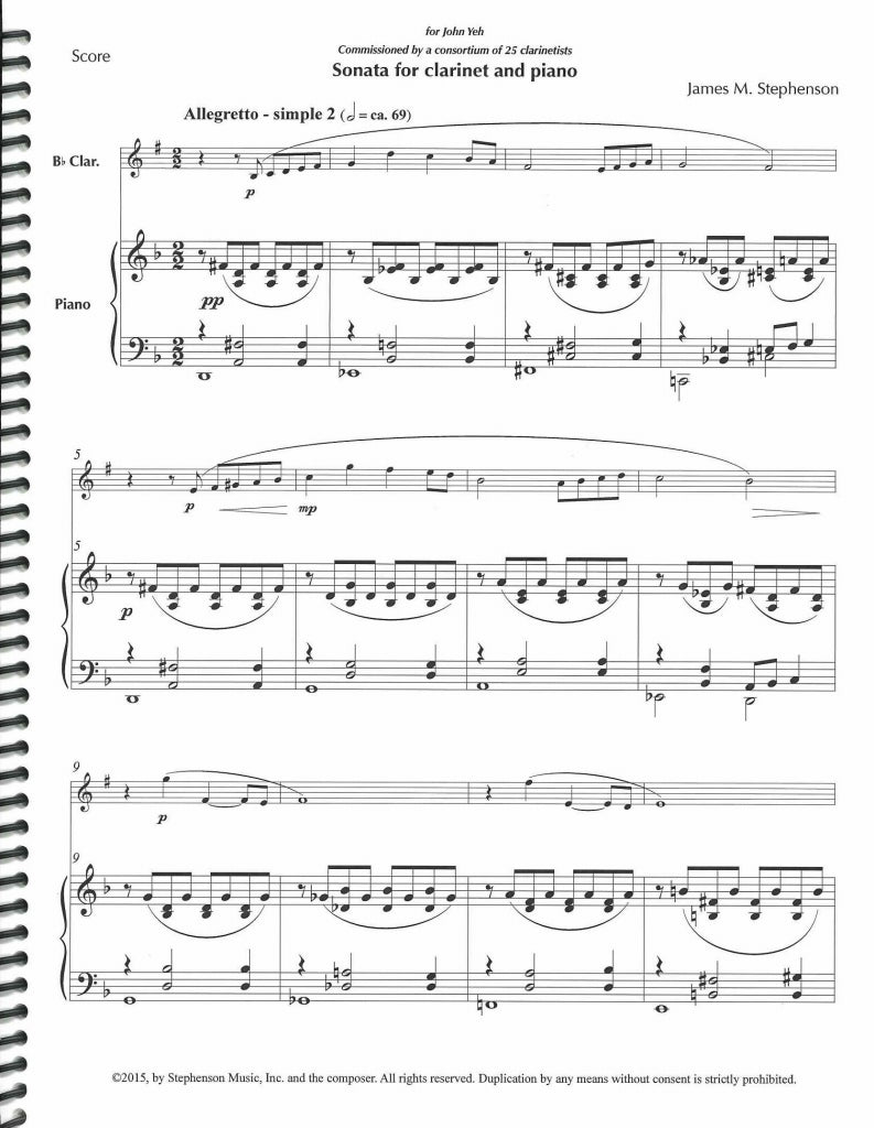 Stephenson, Sonata for Clarinet & Piano (Stephenson Music)