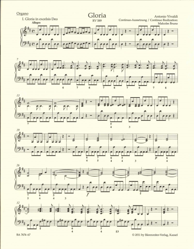 Vivaldi, Gloria RV 589 Organ (Barenreiter)