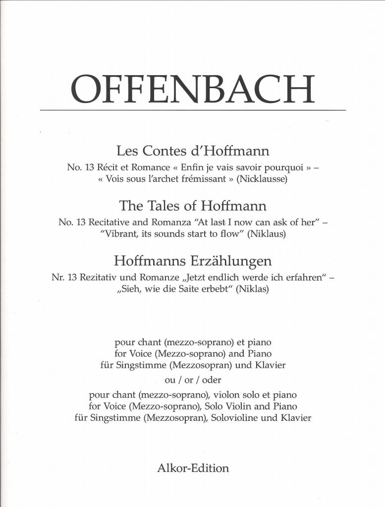 Offenbach, Vois sous l'archet fremissant (Alkor)
