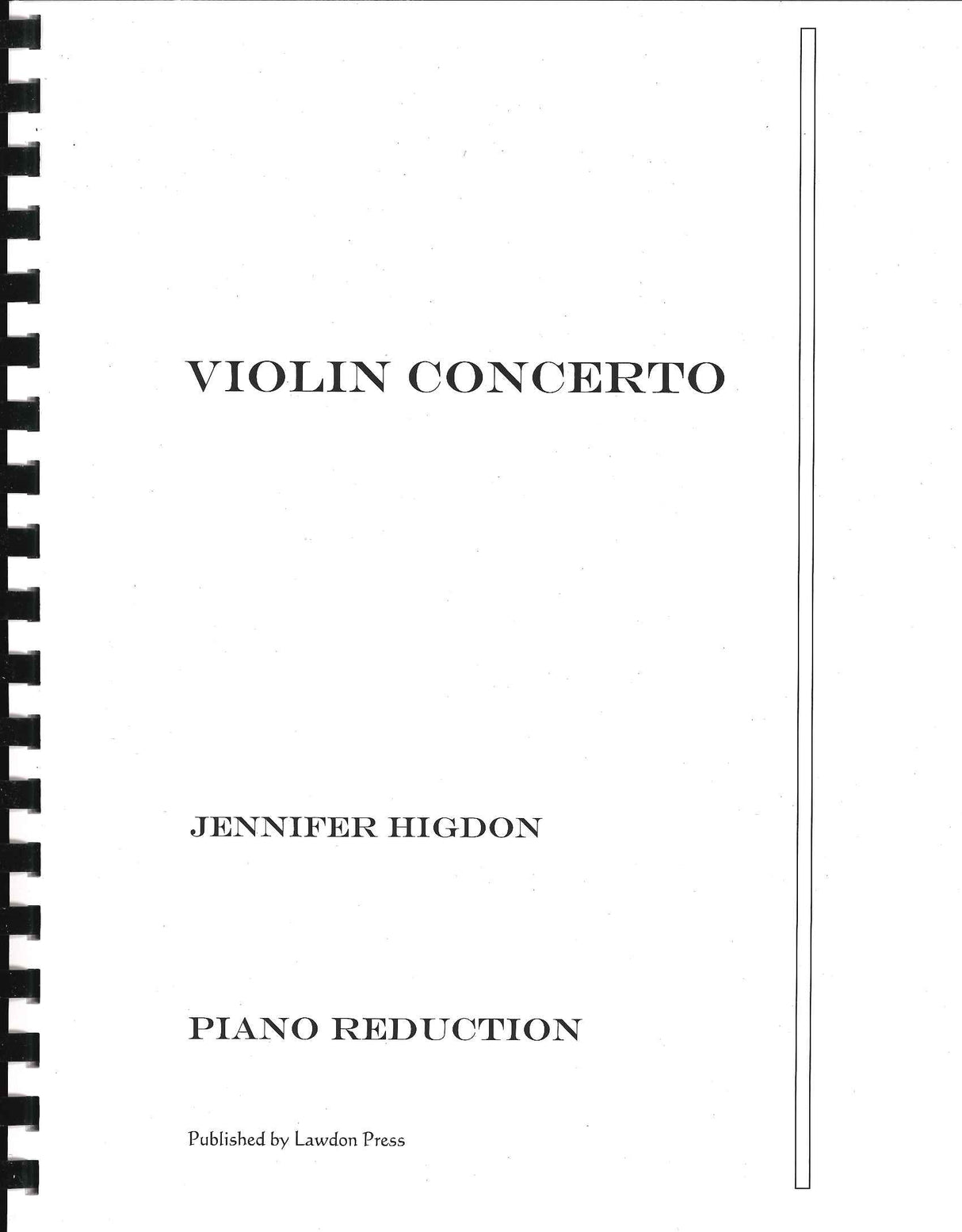 Higdon, Violin Concerto (Vn,Pf) (Lawdon Press)
