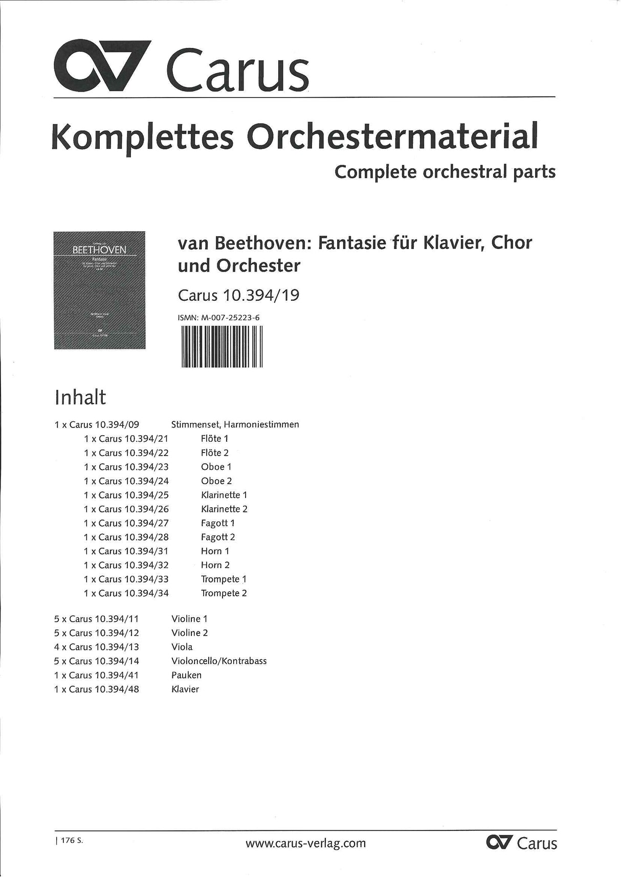 Beethoven, Chorfantasie Set of Parts (Carus)