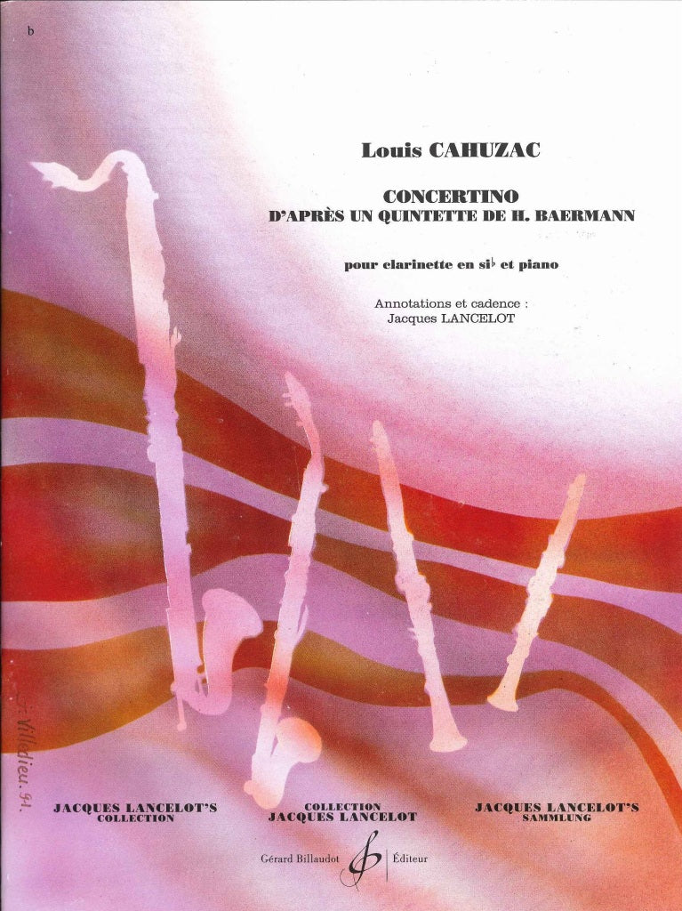 Cahuzac, Concertino d'apres Baermann (Billaudot)