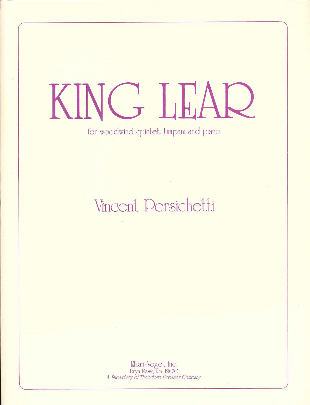 Persichetti, King Lear, op. 35 (1948) (Elkan-Vogel)