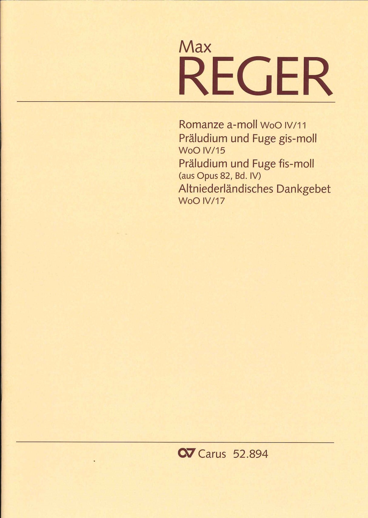 Reger, Romanze WoO 4/11, etc. (Carus)