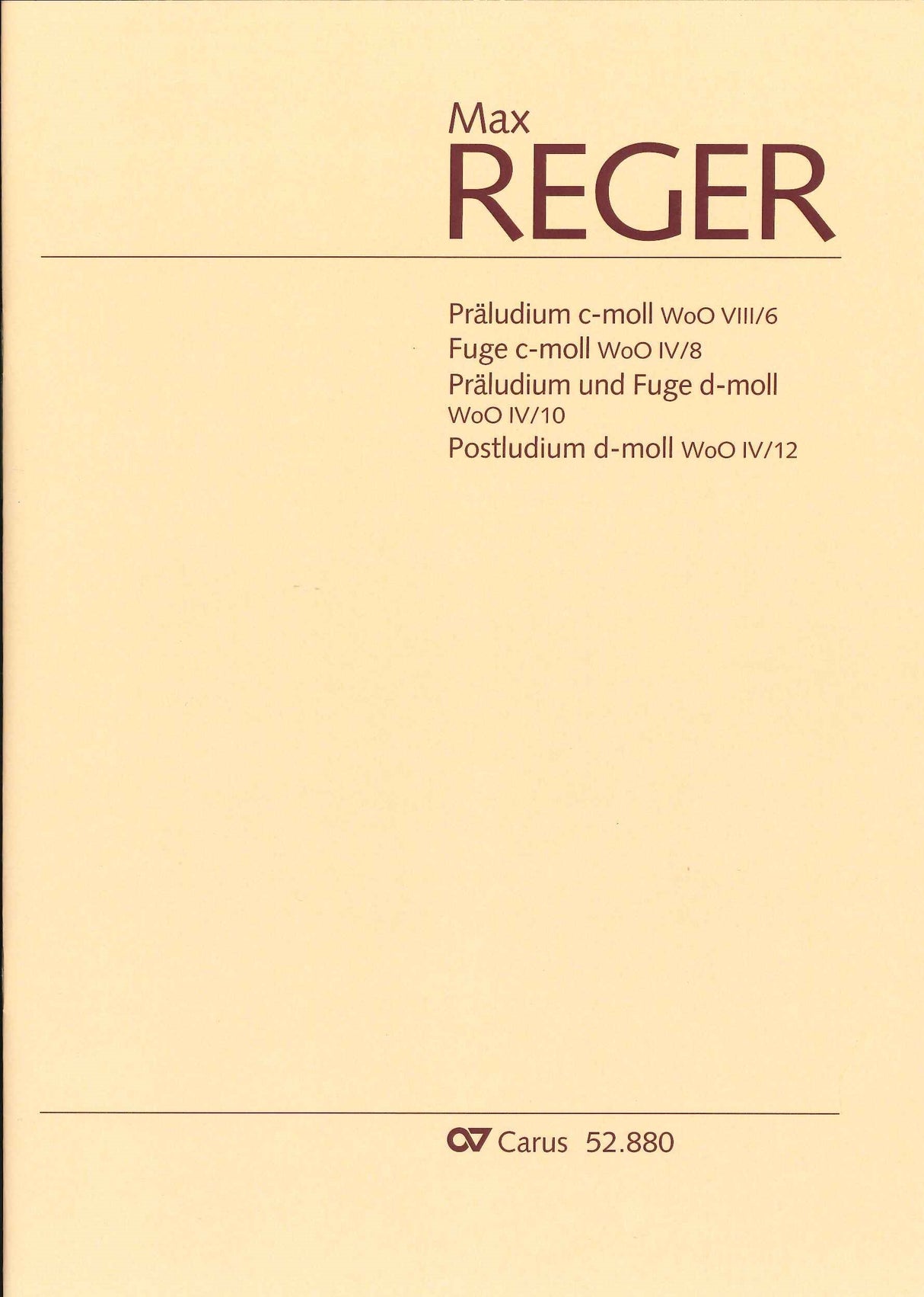 Reger, Praludium WoO 8/6, etc. (Carus)