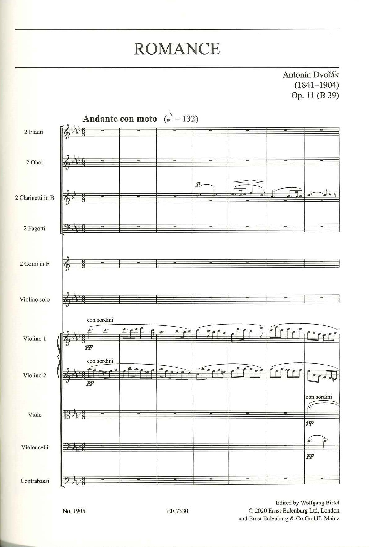 Dvorak, Romance op. 11 in f (Vn,Orch) (Eulenburg)