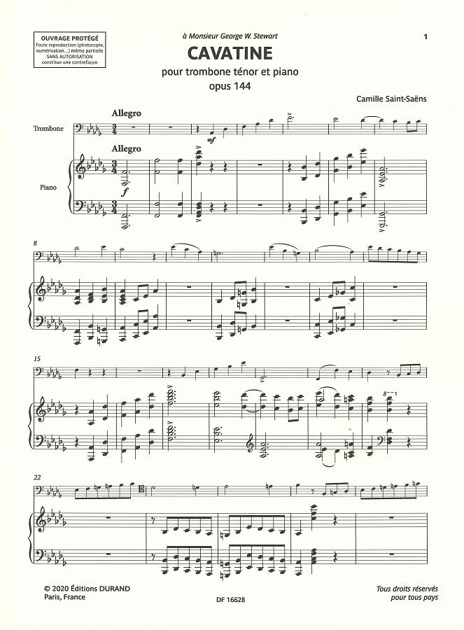 Saint-Saens, Cavatine op. 144 (rev.) (Durand)