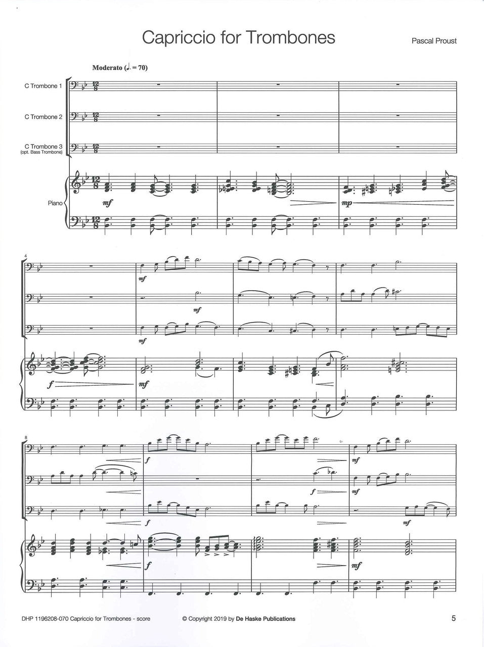 Proust, Capriccio for Trombones (3Tbn,Pf (De Haske)