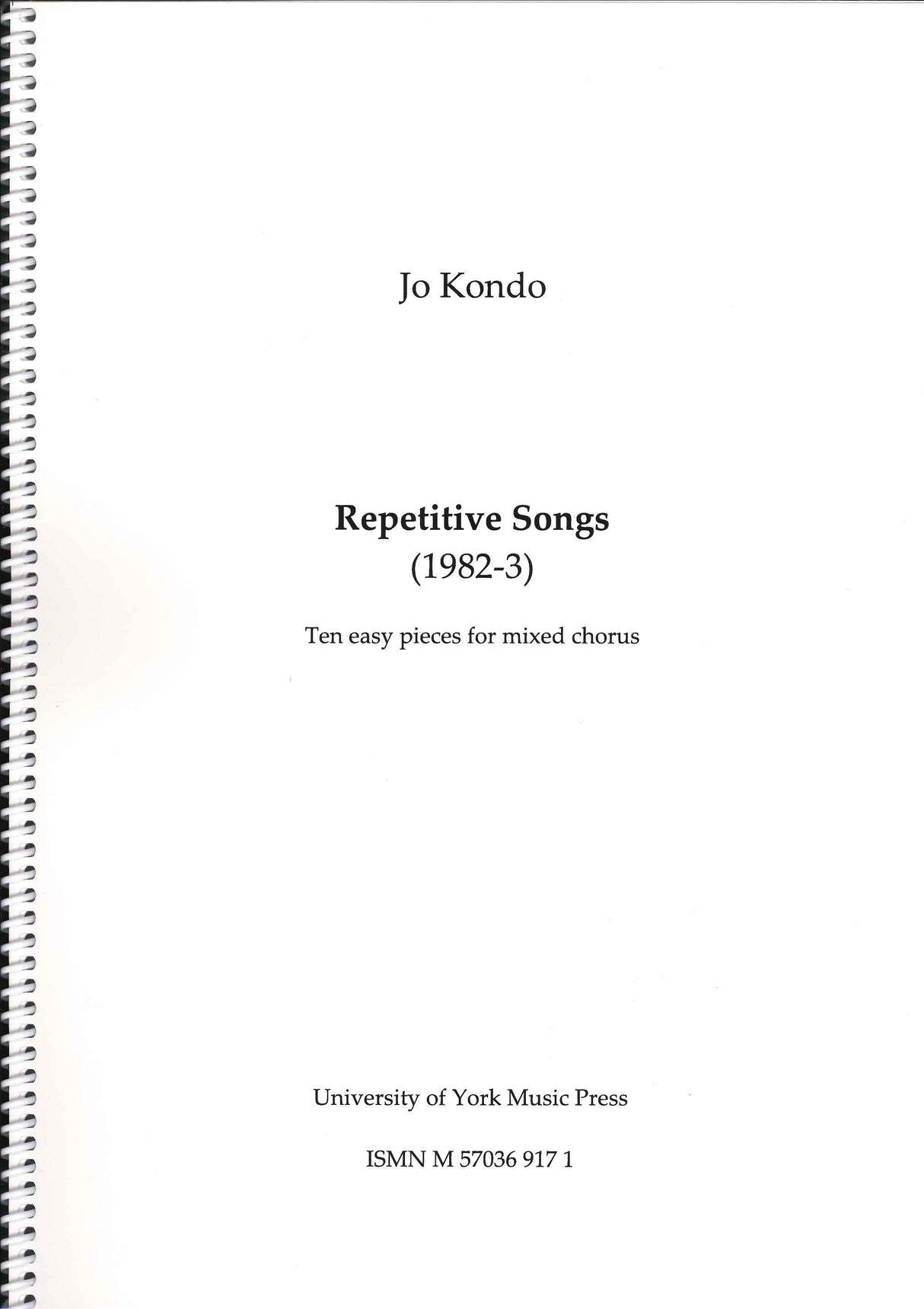 Kondo, Repetitive Songs (1982-3) (York Music Press, University of)