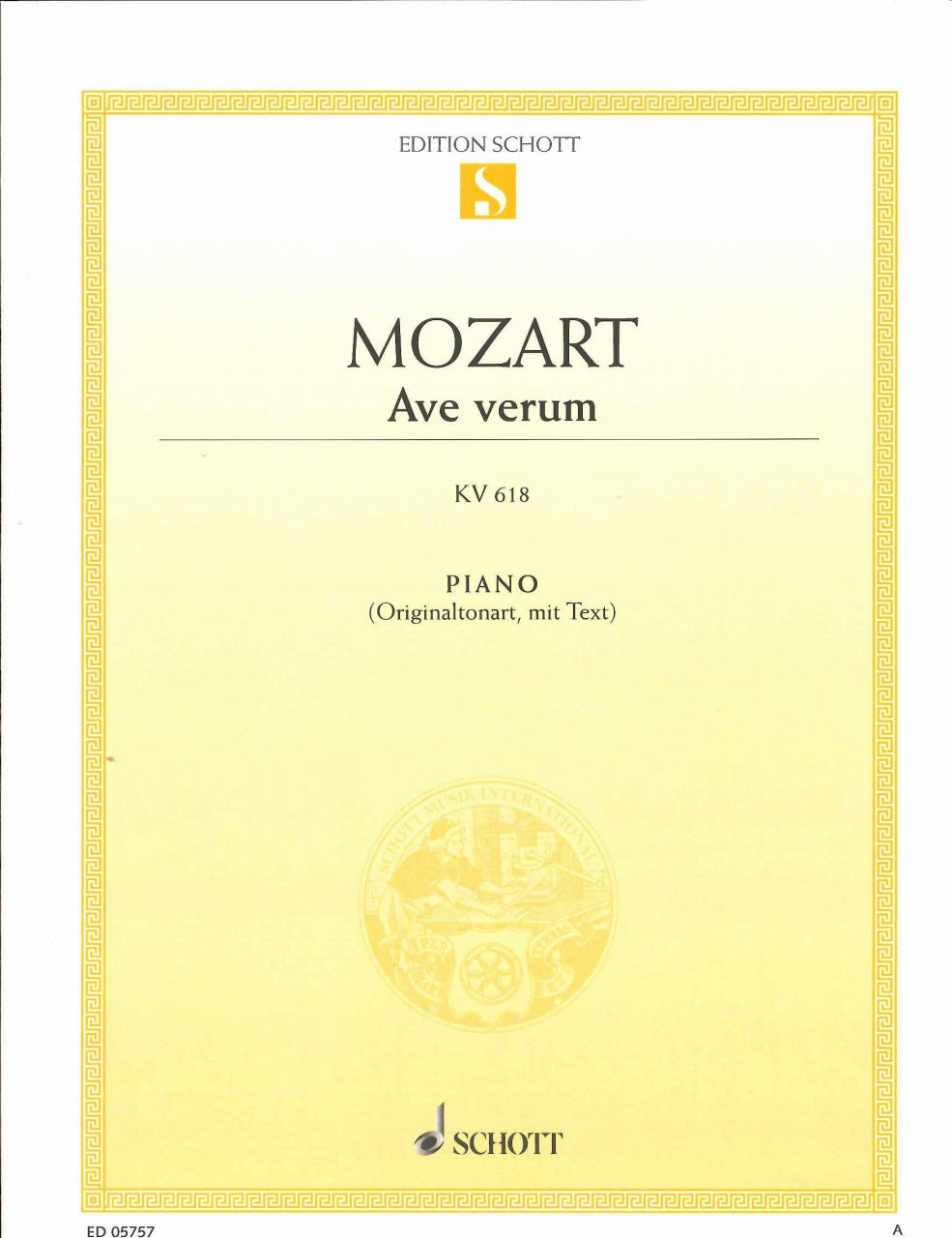 Mozart, Ave verum KV 618 (Piano Solo) (Schott)
