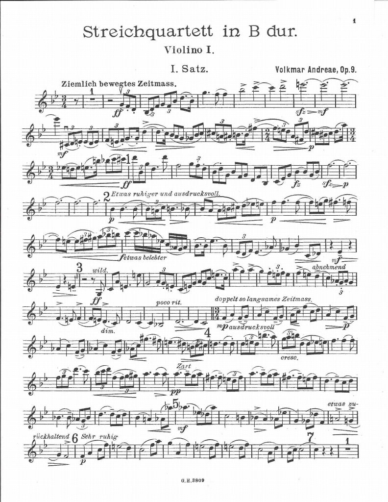 Andreae, Streichquartett op. 9 B-dur (Hug)