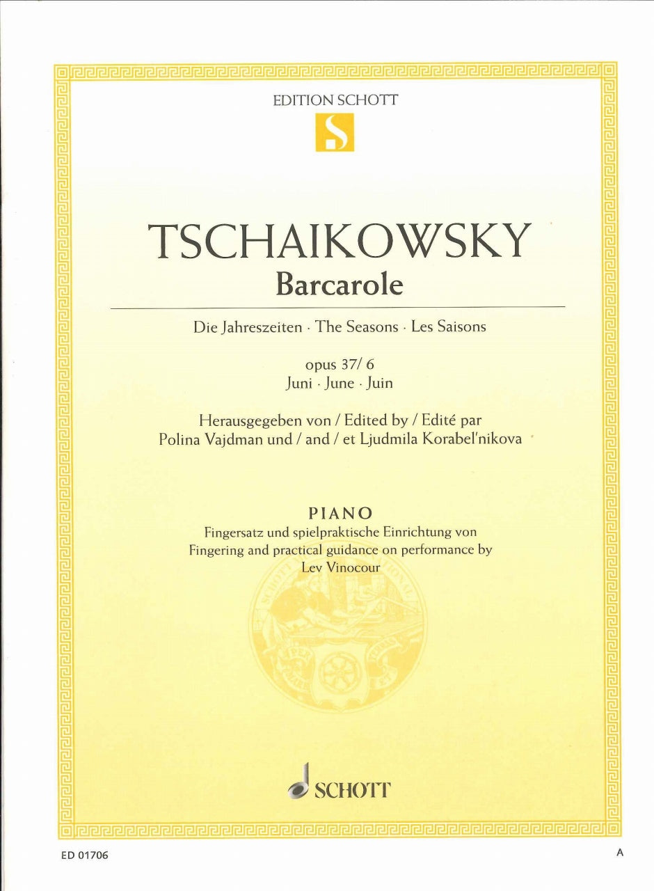 Tchaikovsky, Barcarole. Juni op. 37bis/6 (Schott)