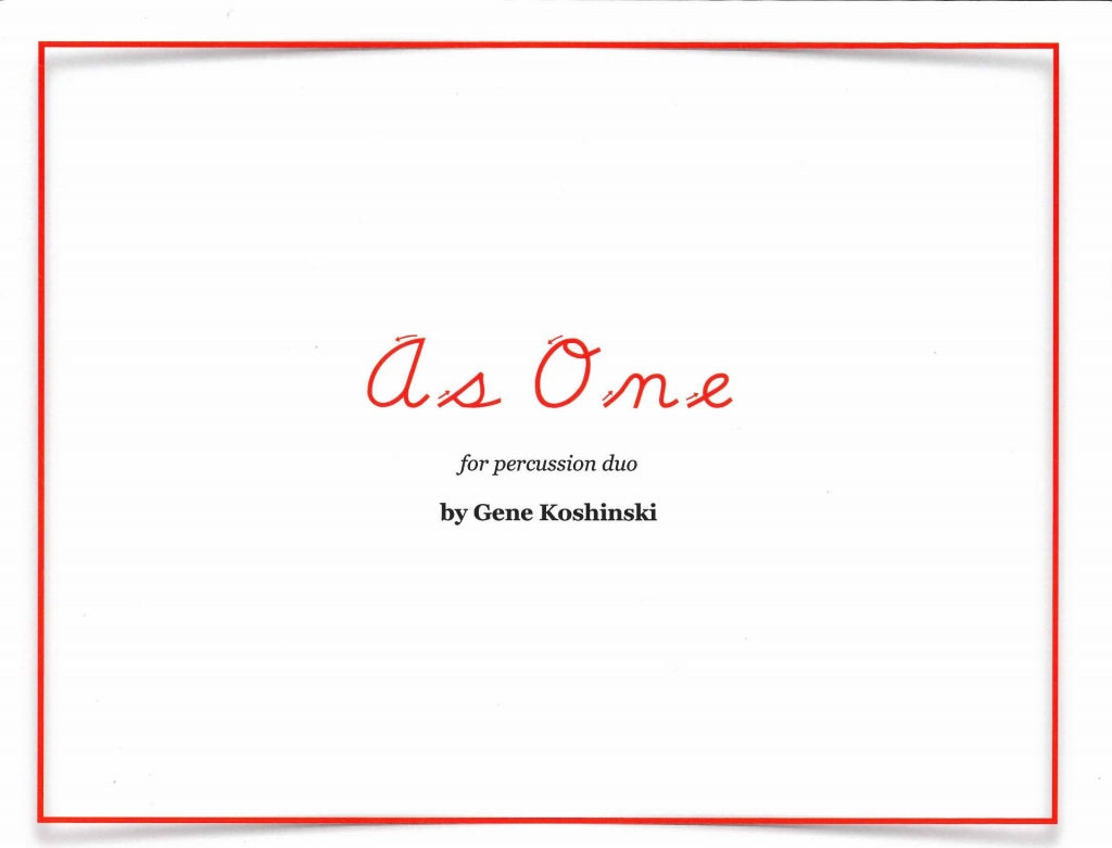 Koshinski, As One, for Percussion Duo (Steve Weiss Music)
