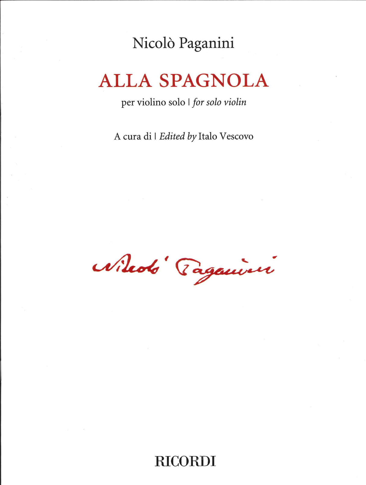 Paganini, Alla spagnola (Vn Solo) (Ricordi)