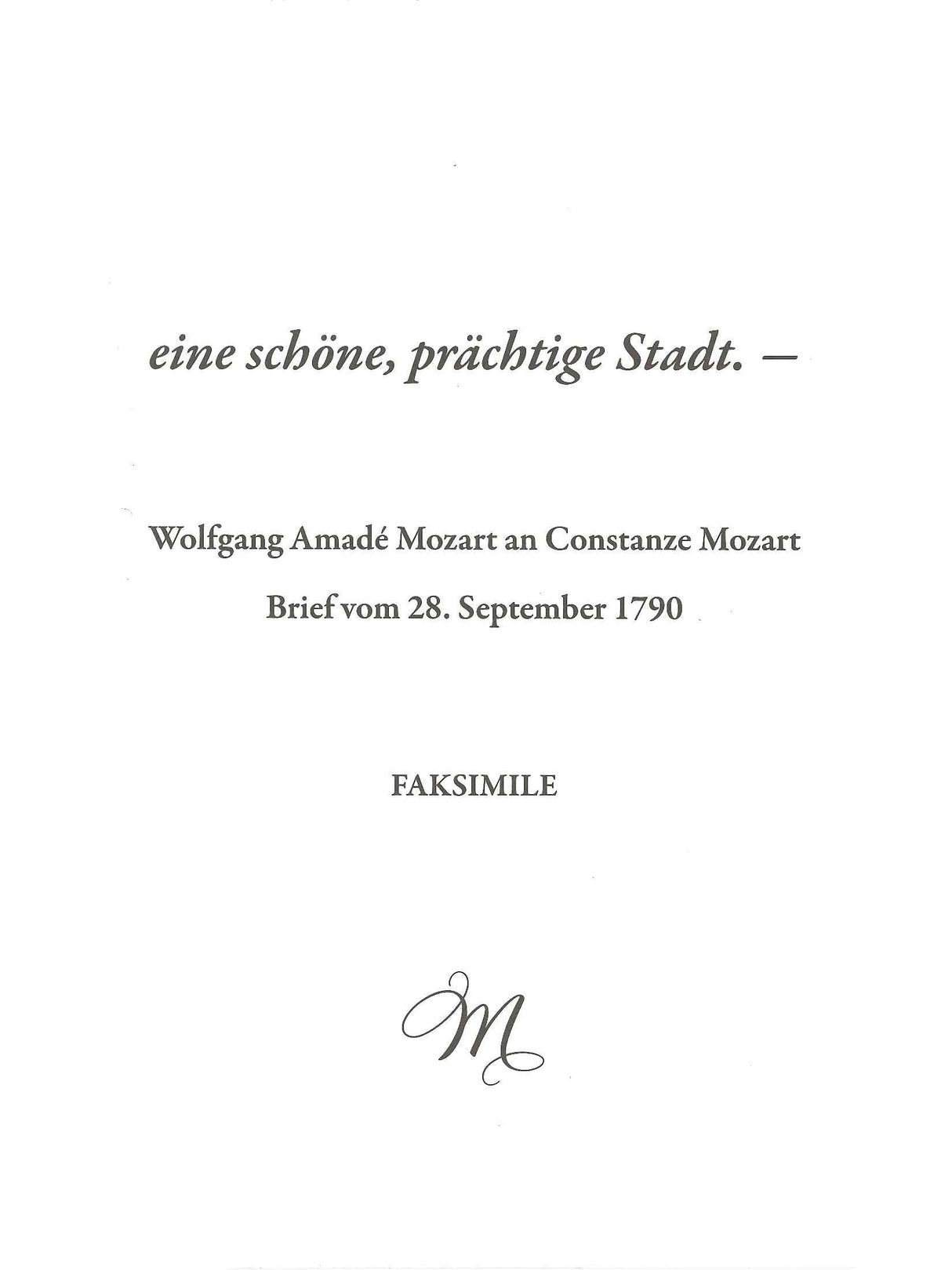 Mozart, Eine schone, prachtige Stadt (Barenreiter)
