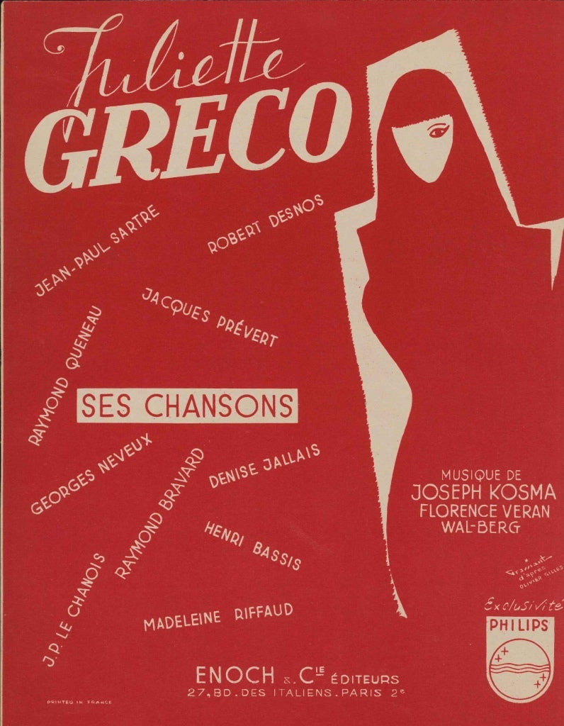 Chansons interpretees par Juliett Greco (Enoch)