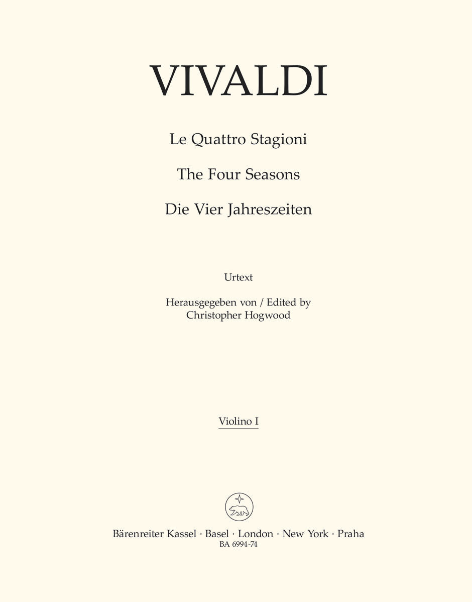 Vivaldi, Concerti op. 8/1-4: Parts Set (Barenreiter)