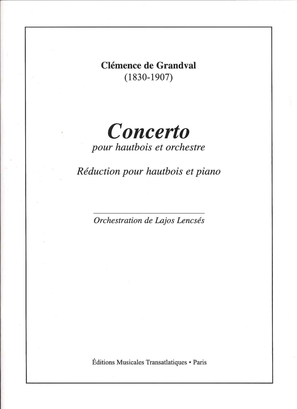 Grandval, Concerto op. 7 in d (Transatlantiques)