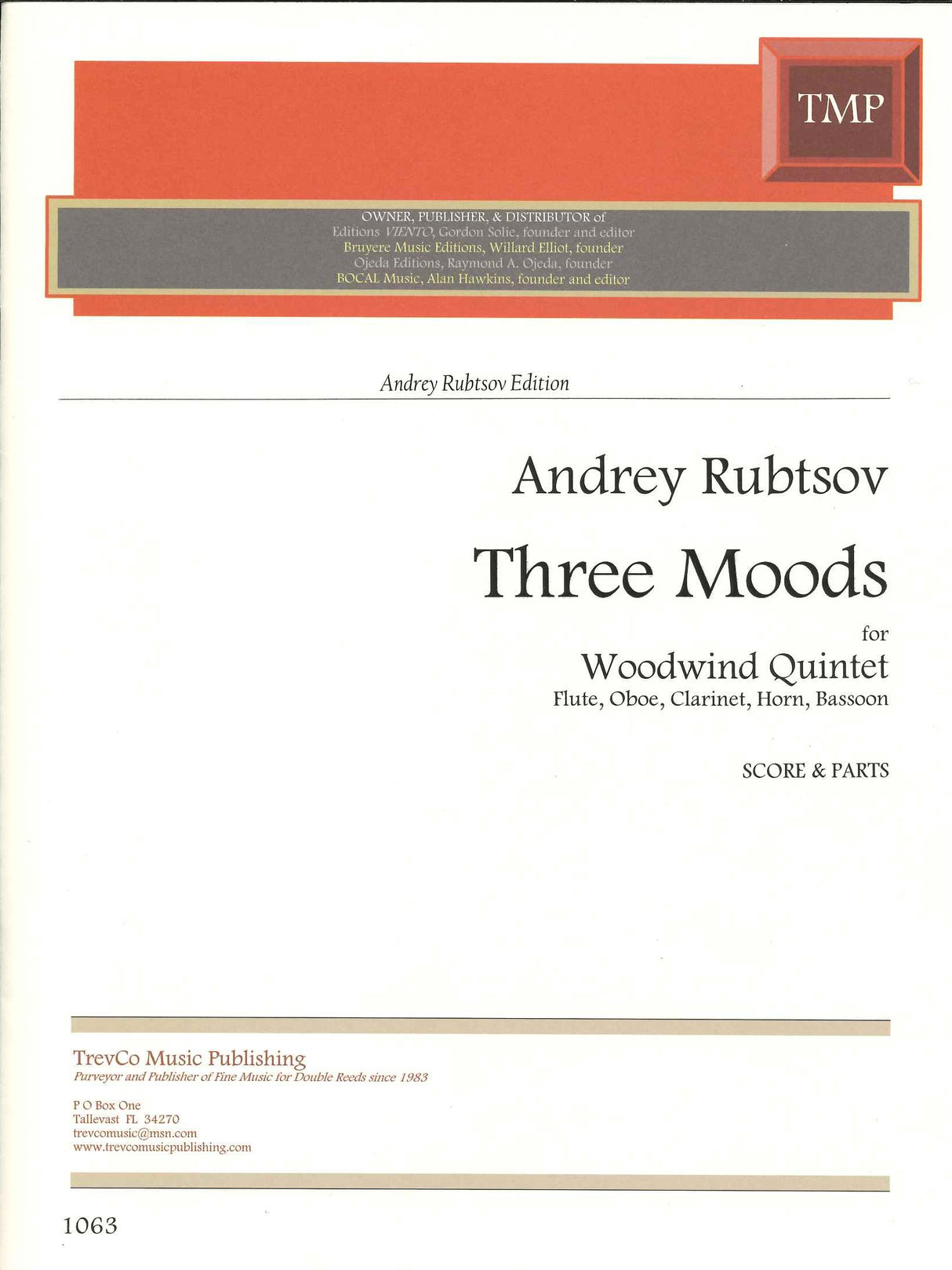 Rubtsov, Three Moods (Quintet) (TrevCo Music)