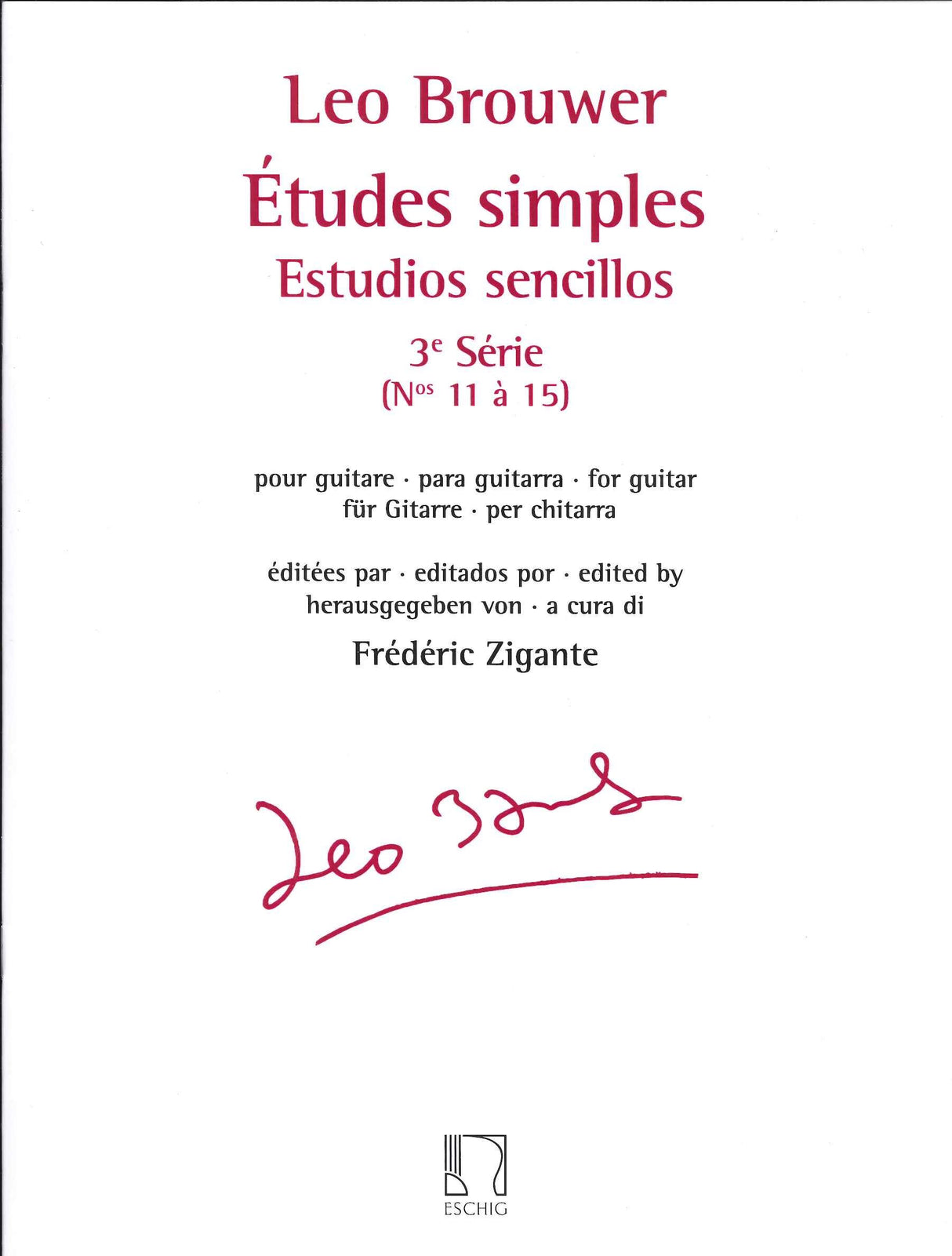 Brouwer, Etudes simples 3: No. 11-15 (Eschig)