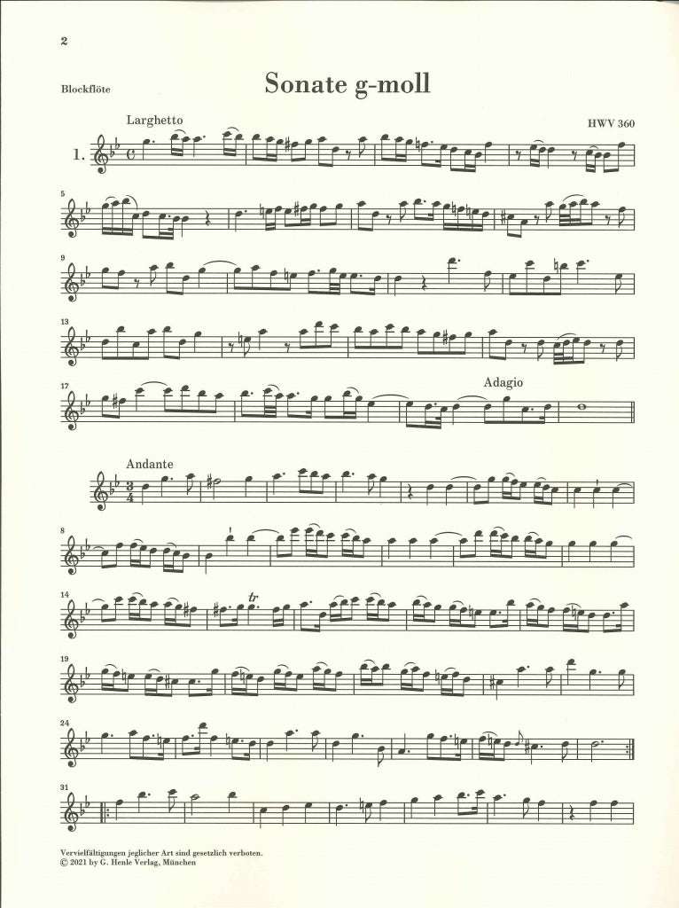 Handel, 6 Sonatas (ARec,Cemb) (Henle)