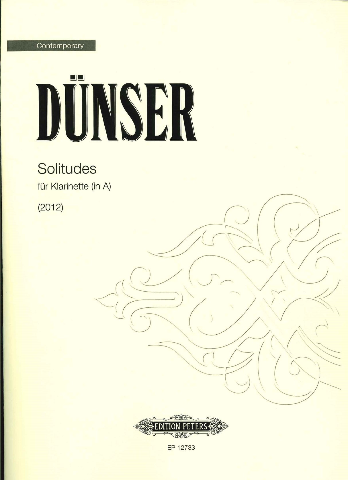 Dunser, Solitude (2012) (Cl in A) (Peters)
