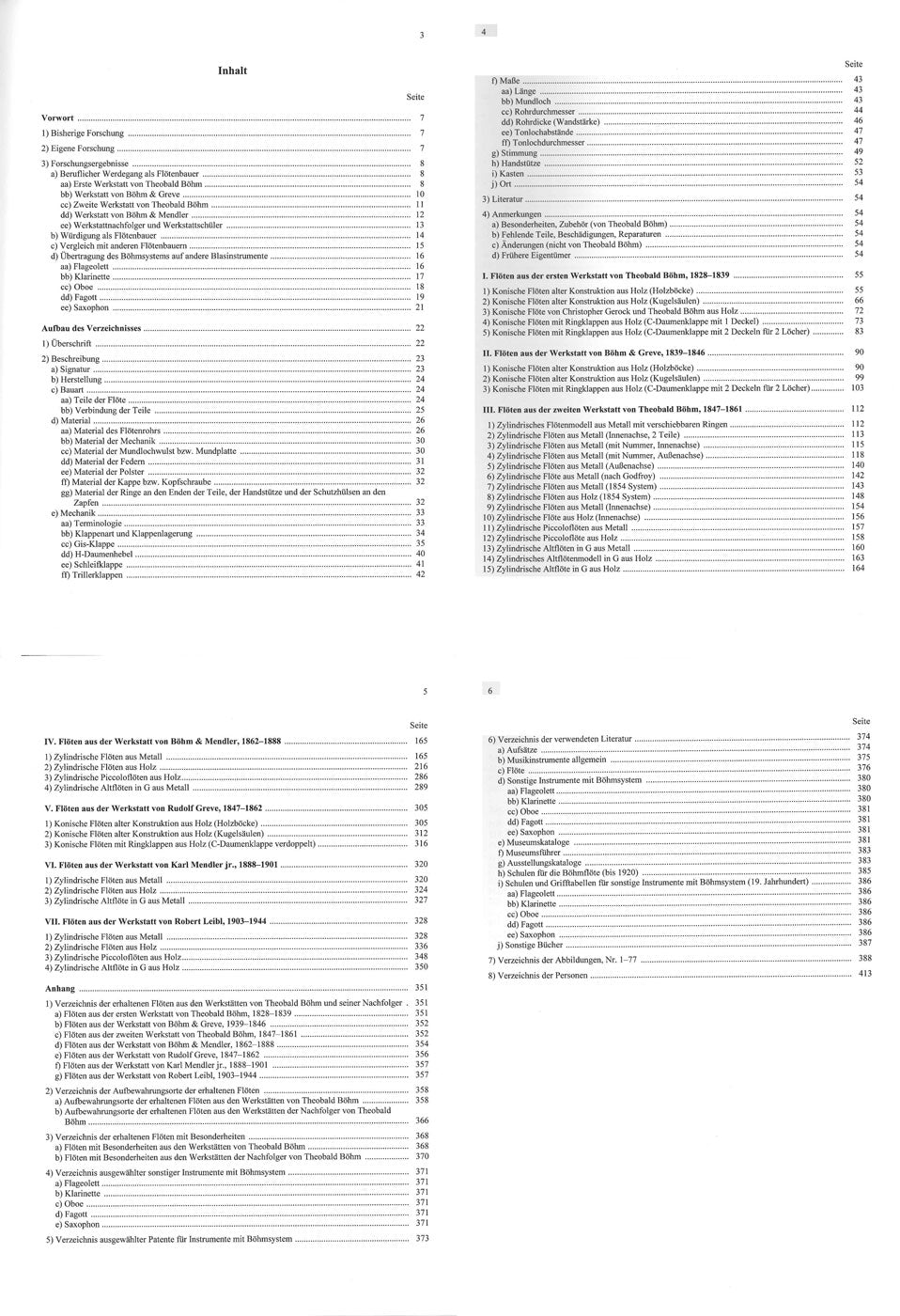 Bohm, Verzeichnis der erhaltenen Floten (Theobald-Bohm-Archiv)