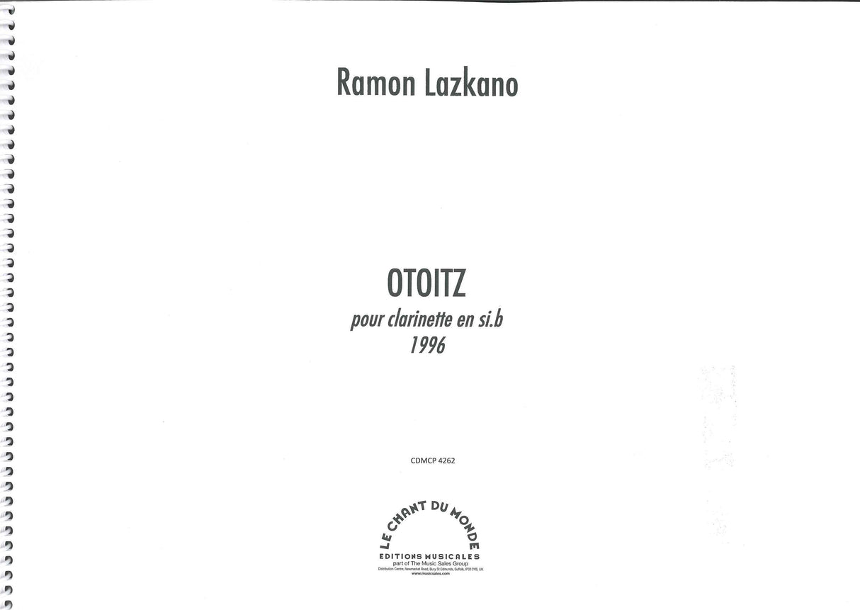 Lazkano, Otoitz (1996) (Bb Cl Solo) (Chant du Monde)