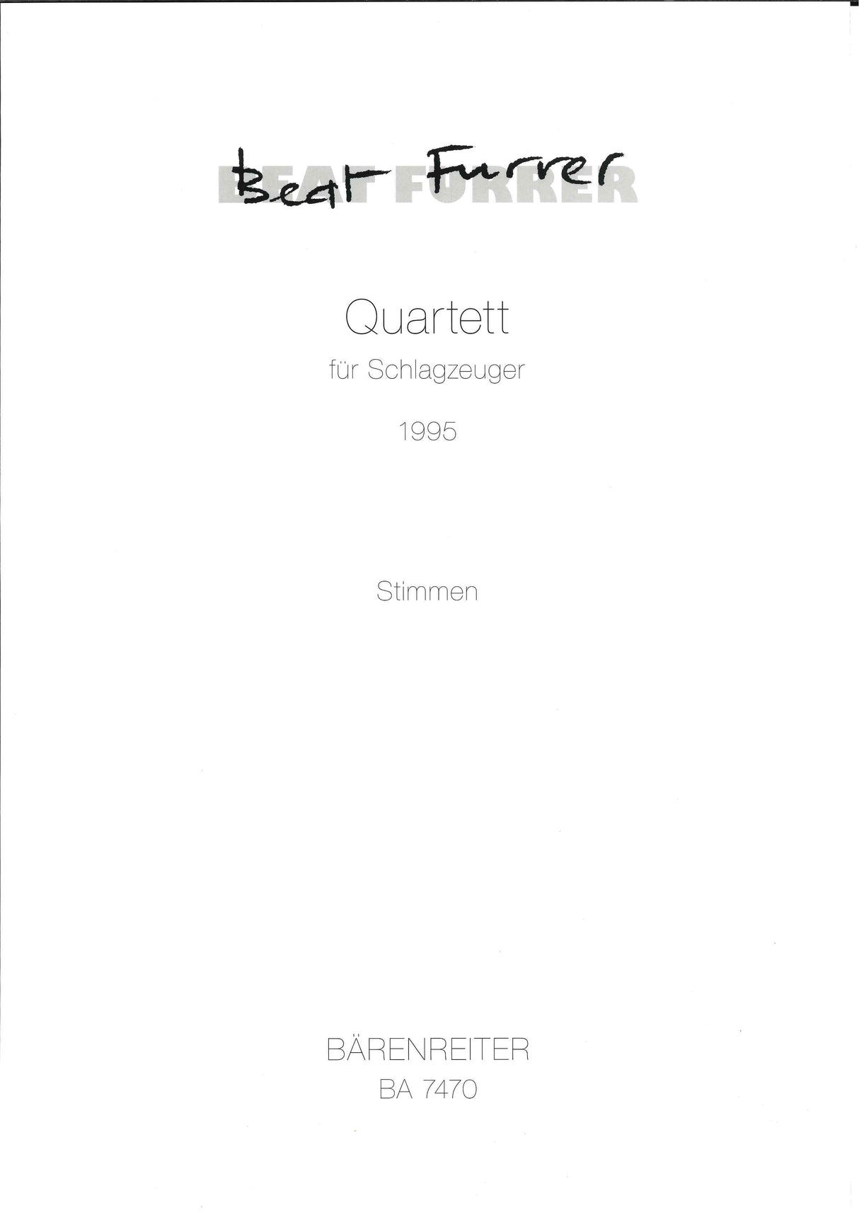 Furrer, Quartett fur Schlagzeuger (Barenreiter)