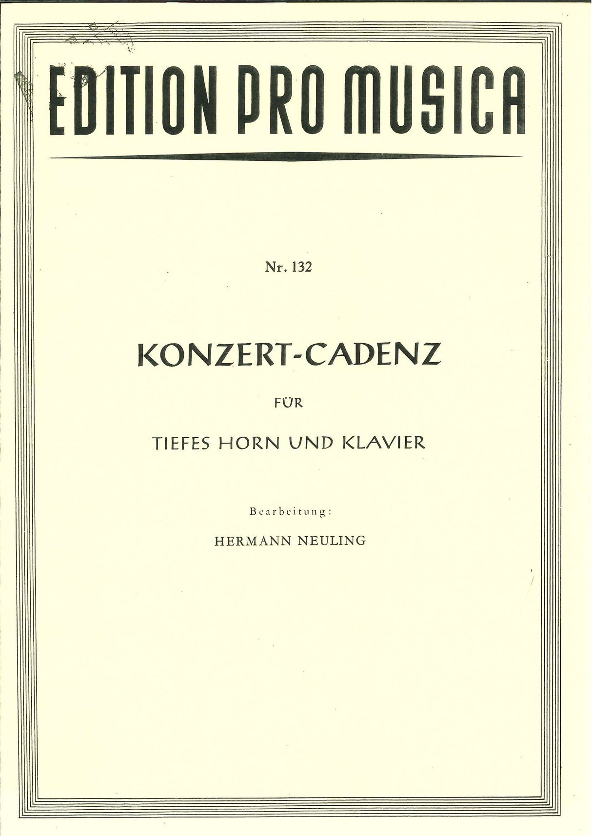 Kling/Neuling, Konzert-Cadenz (Hn,Pf) (Pro Musica)