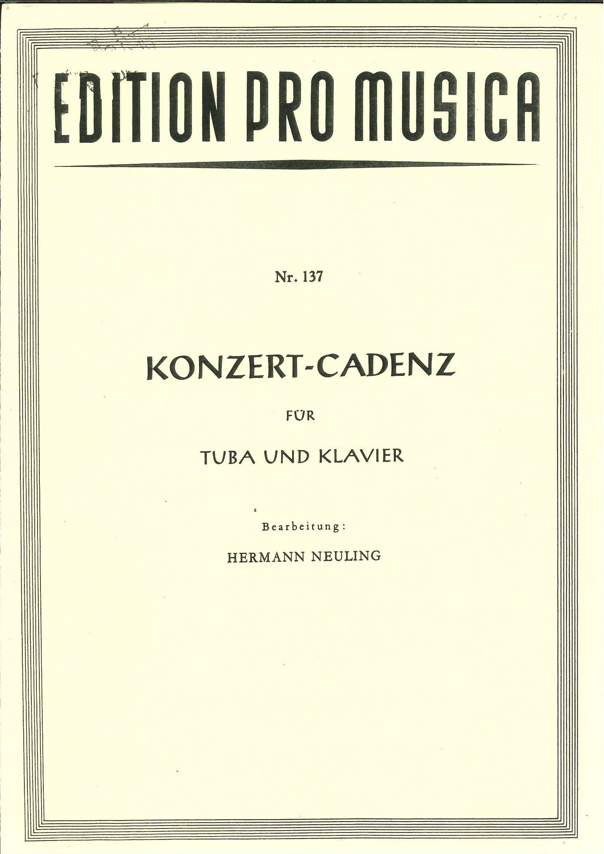Kling/Neuling, Konzert-Cadenz (Tba,Pf) (Pro Musica)