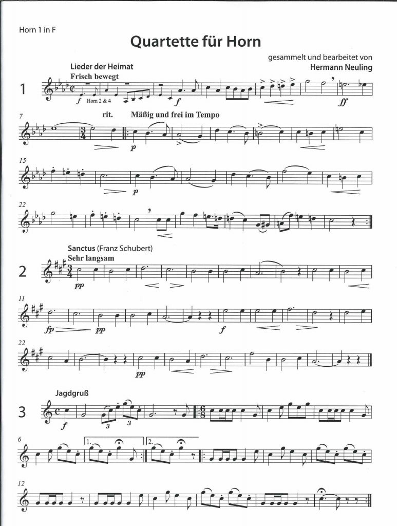 Neuling, Quartette fur Horn (Blechpresse)