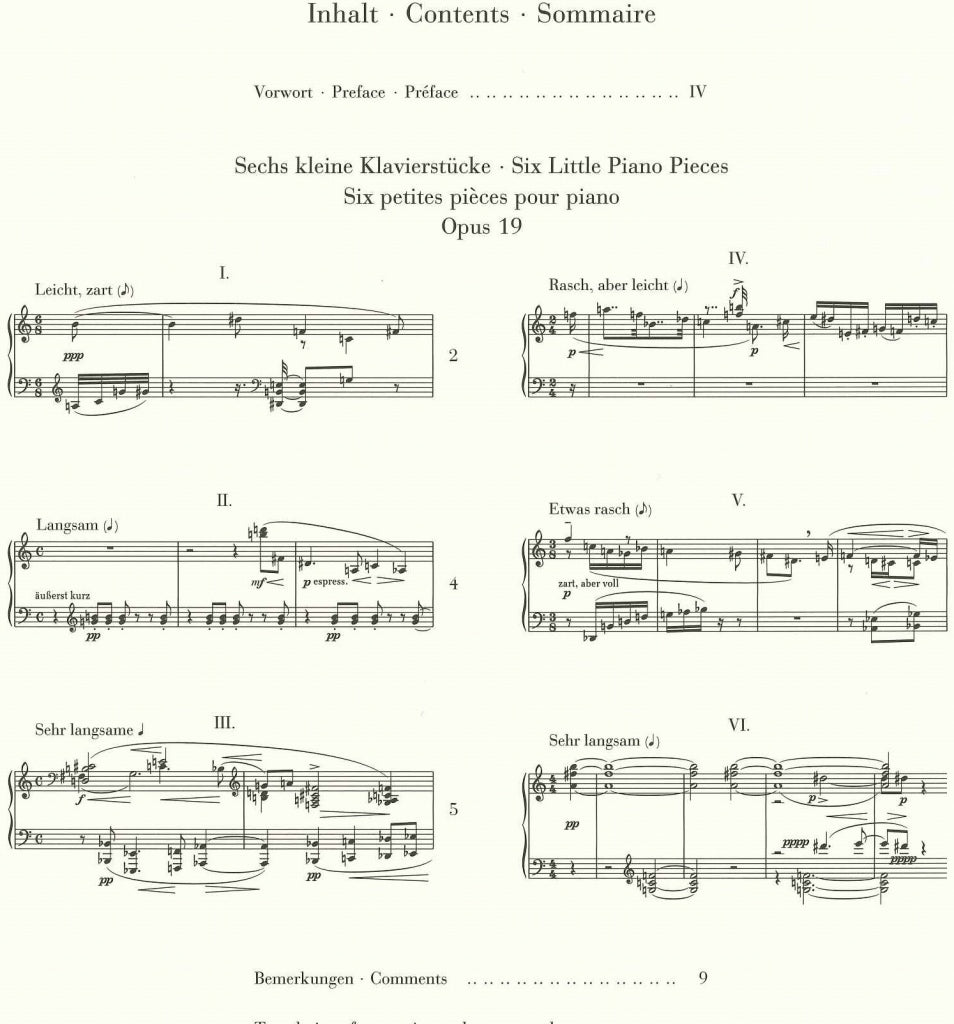 Schonberg, 6 Kleine Klavierstucke op. 19 (Henle)
