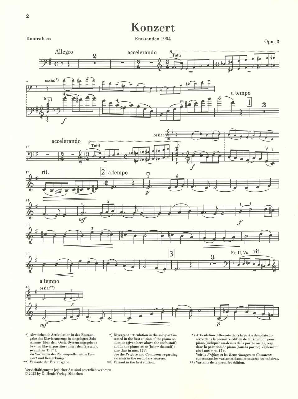 Koussevitzky, Concerto op. 3 in f#/e (Henle)