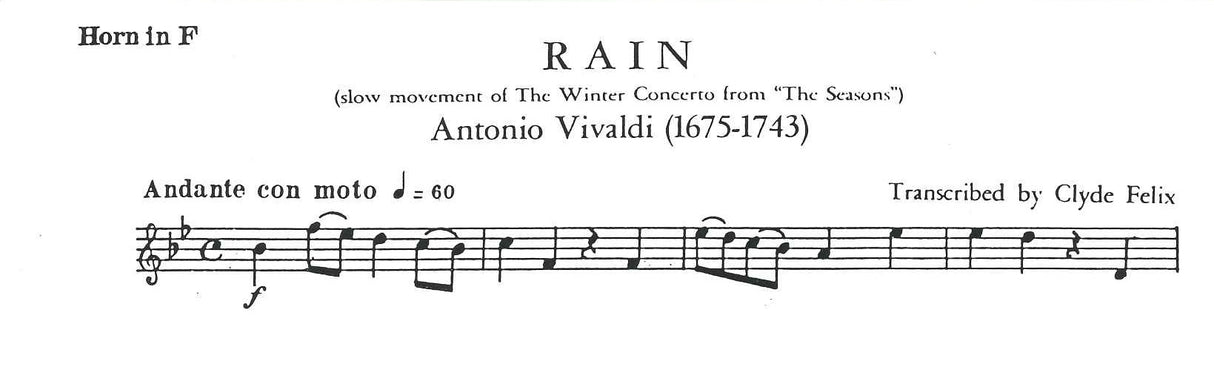 Vivaldi, Rain (Winter) from the Seasons (Edition Musicus)