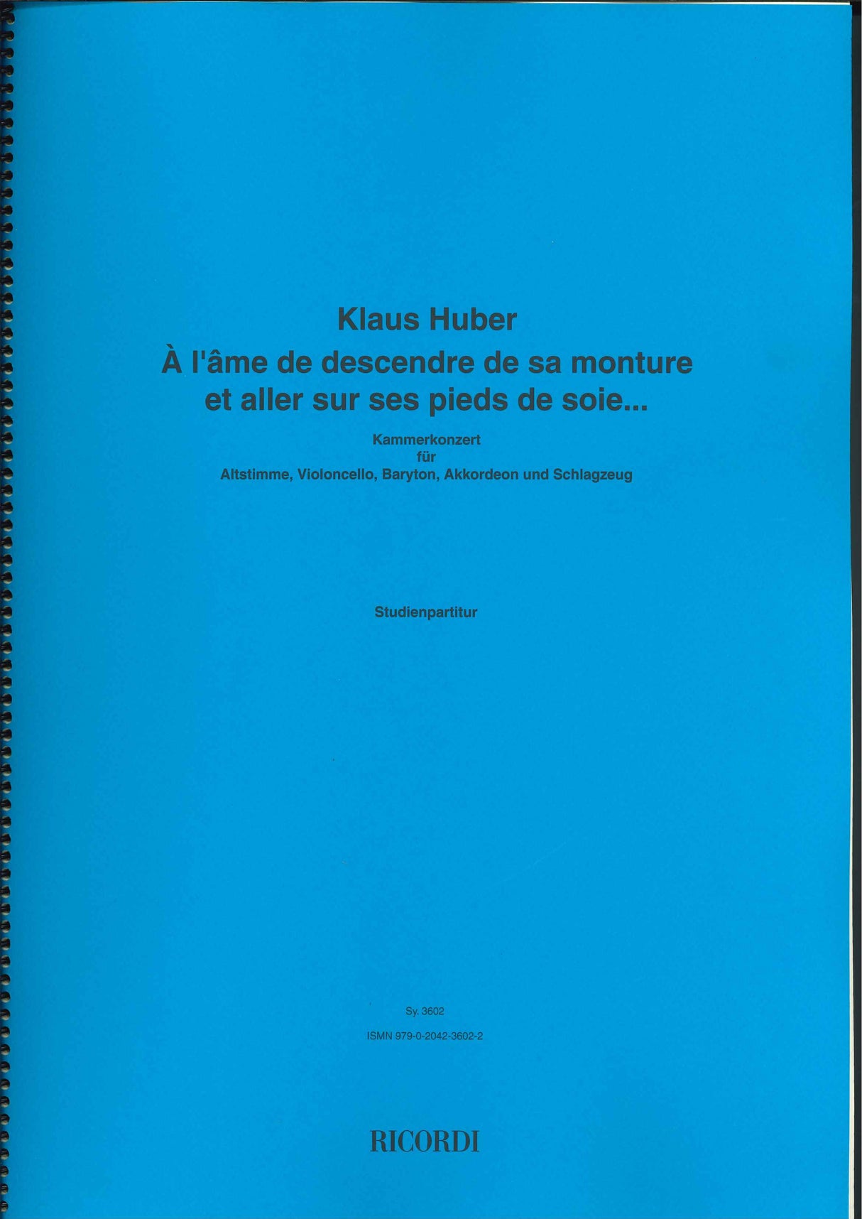 Huber, A l'ame de descendre de sa montur (Ricordi)