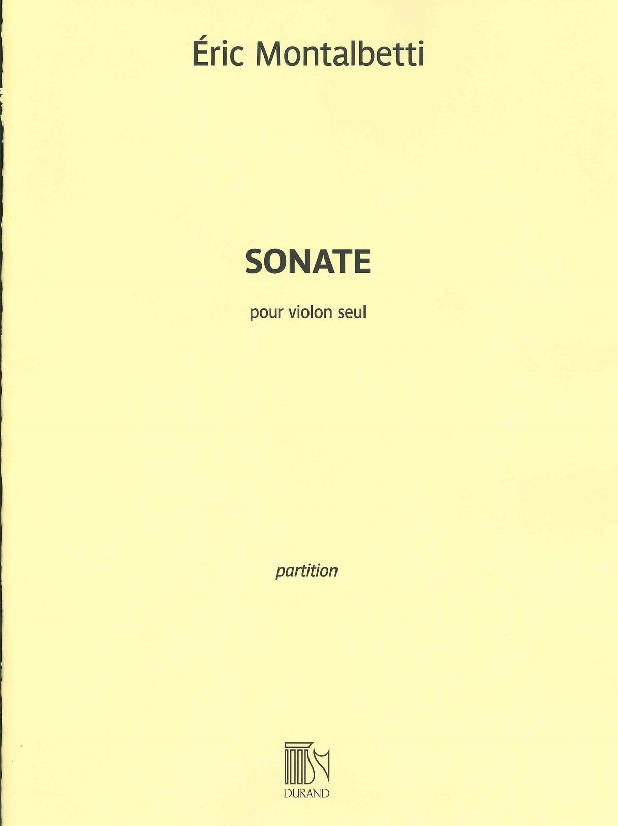 Montabetti, Sonate, pour violin seul (Durand)