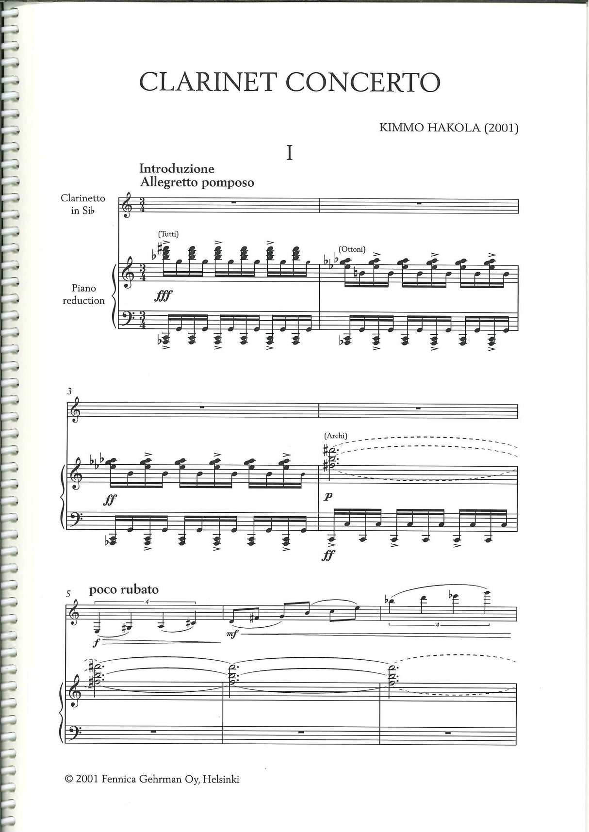 Hakola, Concerto (2001) (Fennica Gehrman)