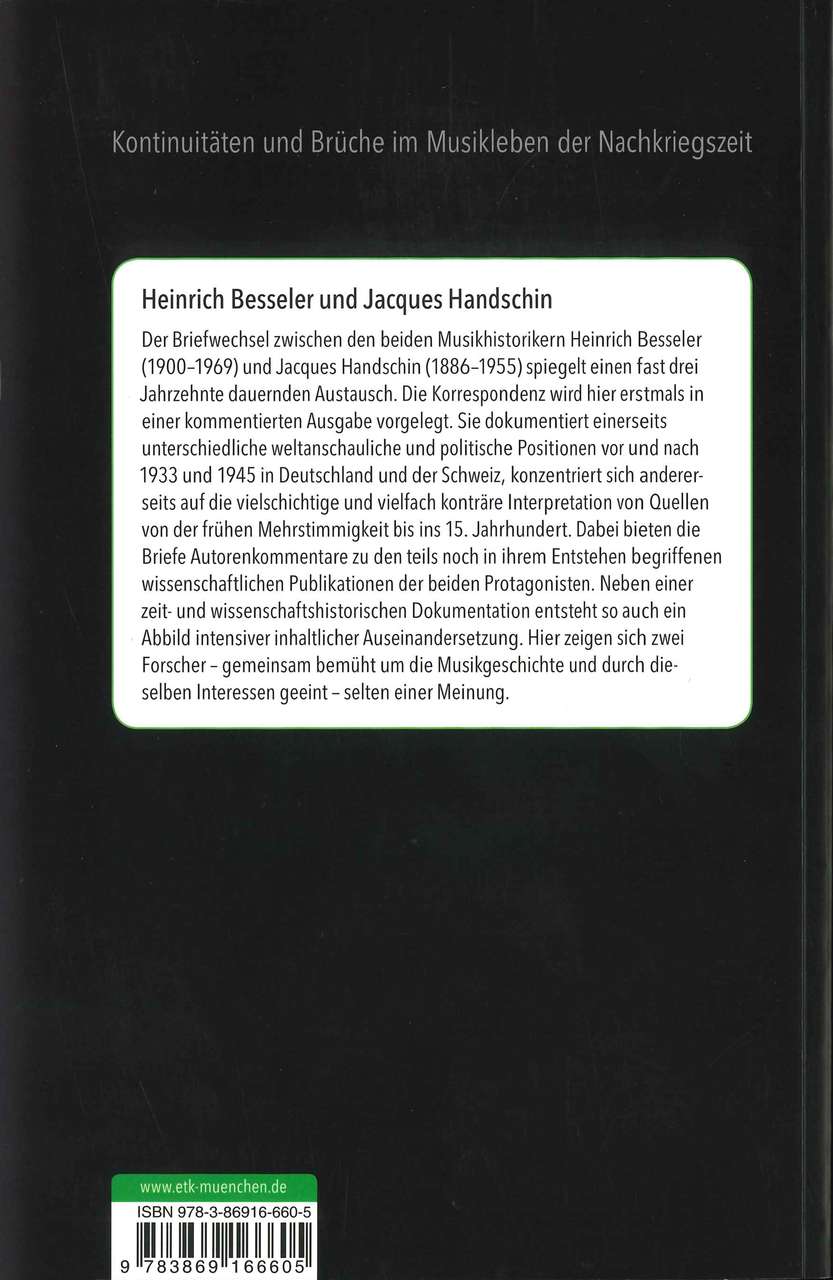 H. Besseler & J. Handschin. Briefe 1925 (Text + Kritik)