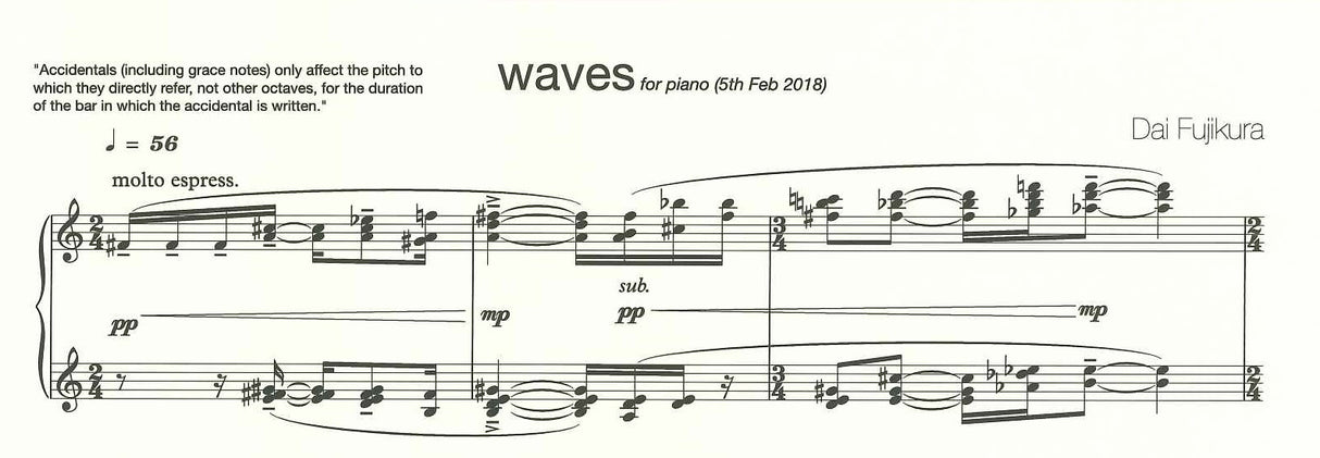 Fujikura, Waves, for Piano (2017/18) (Ricordi)