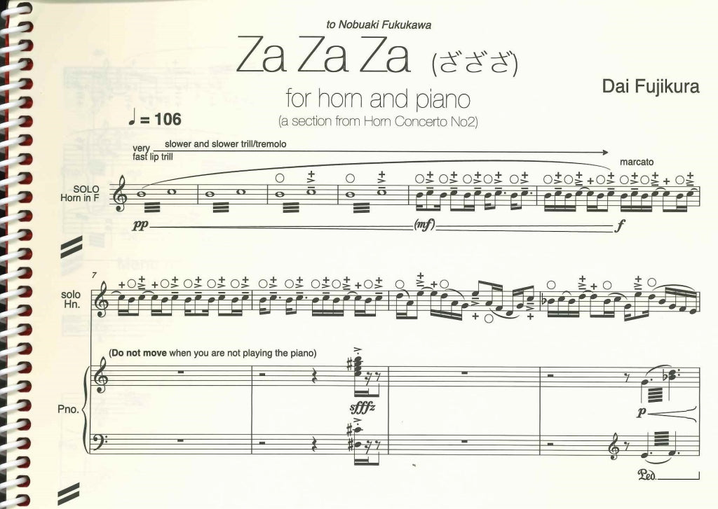 Fujikura, Za za za, for Horn and Piano (Ricordi)