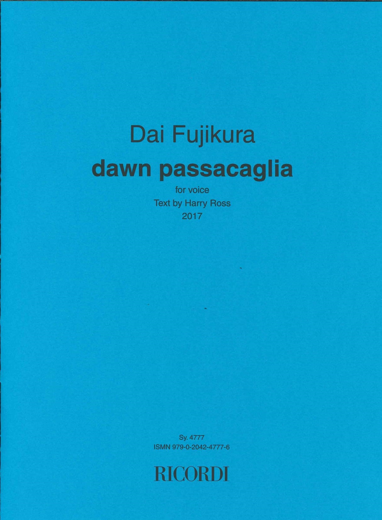 Fujikura, Dawn Passacaglia (Ricordi)