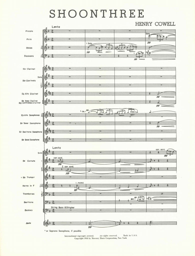 Cowell, Shoonthree: Full Score (Mercury/Theodore Presser)